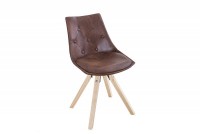 Lot de 4 chaises scandinave en microfibre brun et bois massif