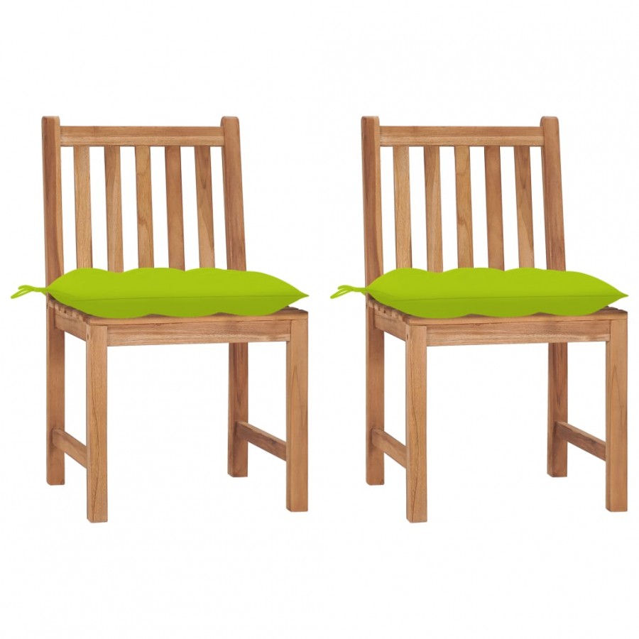 Chaises de jardin 2 pcs avec coussins Bois de teck massif