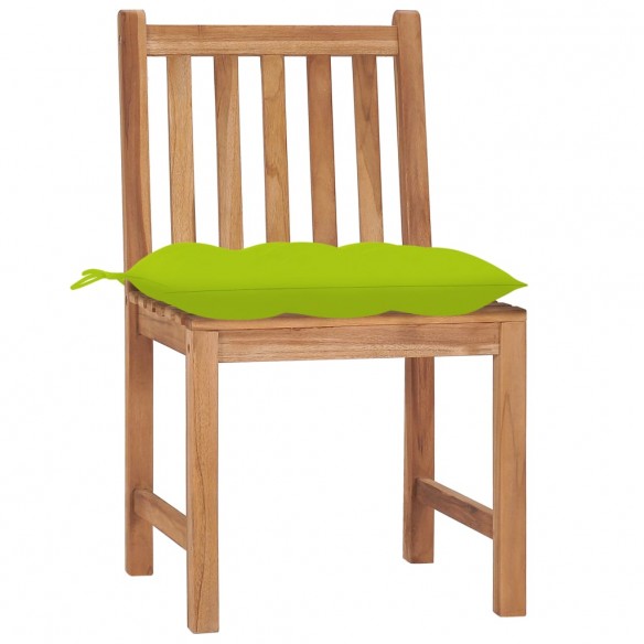 Chaises de jardin 2 pcs avec coussins Bois de teck massif