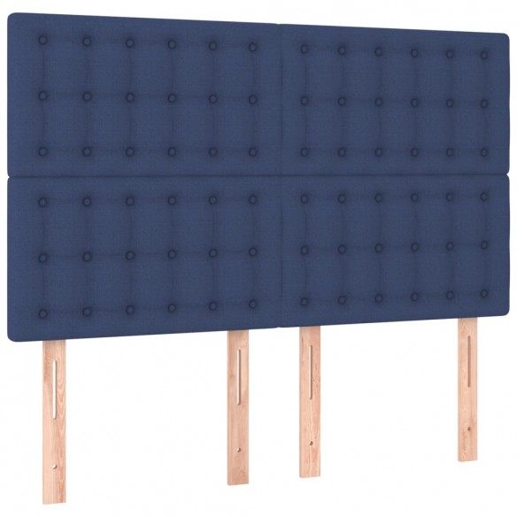 Cadre de lit et matelas et LED Bleu 140x190 cm Tissu