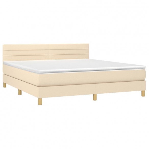 Cadre de lit avec matelas LED Crème 180x200 cm Tissu