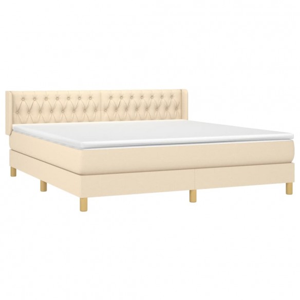 Cadre de lit avec matelas Crème 180x200 cm Tissu