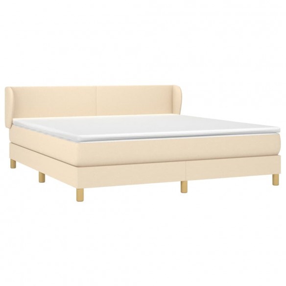 Cadre de lit avec matelas Crème 180x200 cm Tissu