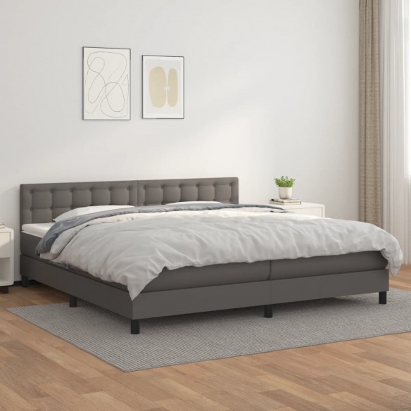 Cadre de lit avec matelas Gris 200x200 cm Similicuir