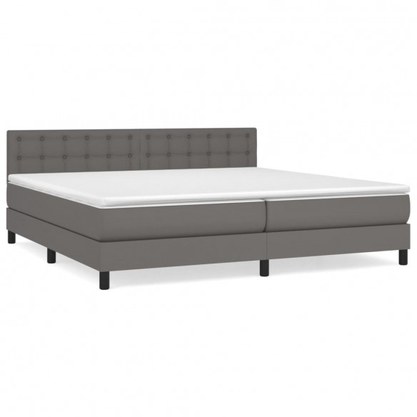 Cadre de lit avec matelas Gris 200x200 cm Similicuir