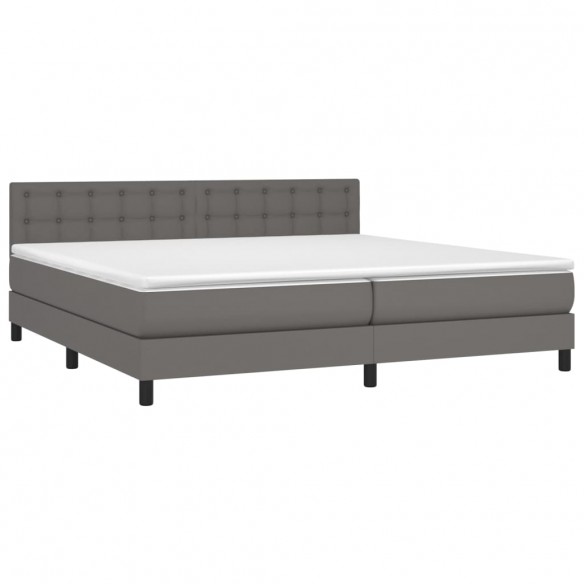 Cadre de lit avec matelas Gris 200x200 cm Similicuir