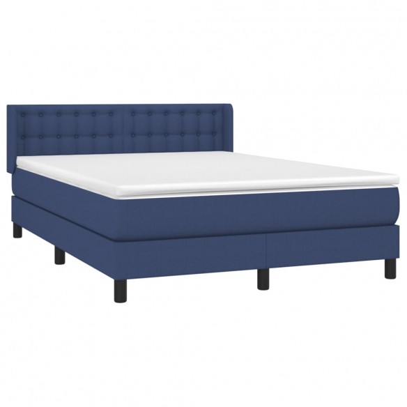 Cadre de lit avec matelas Bleu 140x190 cm Tissu