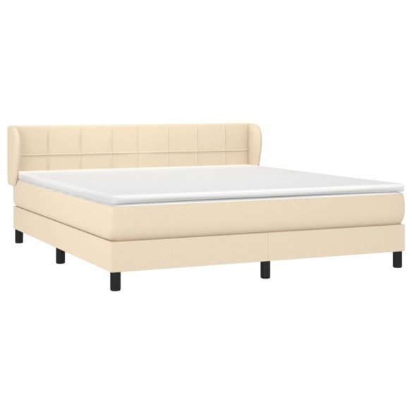 Cadre de lit avec matelas Crème 180x200 cm Tissu