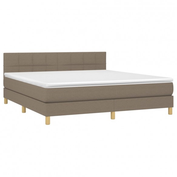 Cadre de lit avec matelas LED Taupe 160x200 cm Tissu