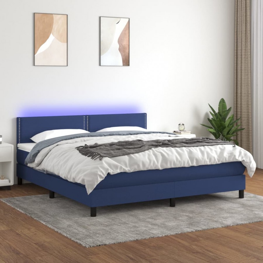 Cadre de lit avec matelas LED Bleu...