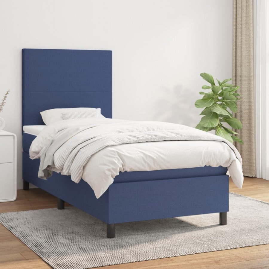 Cadre de lit avec matelas Bleu 90x200...