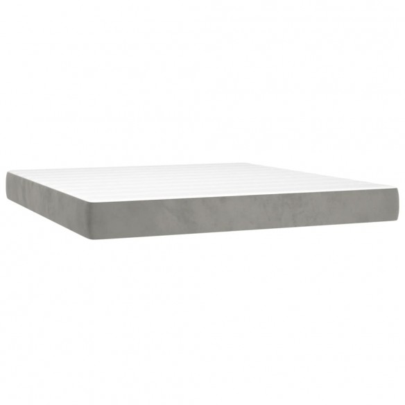 Cadre de lit et matelas Gris clair 180x200cm Velours