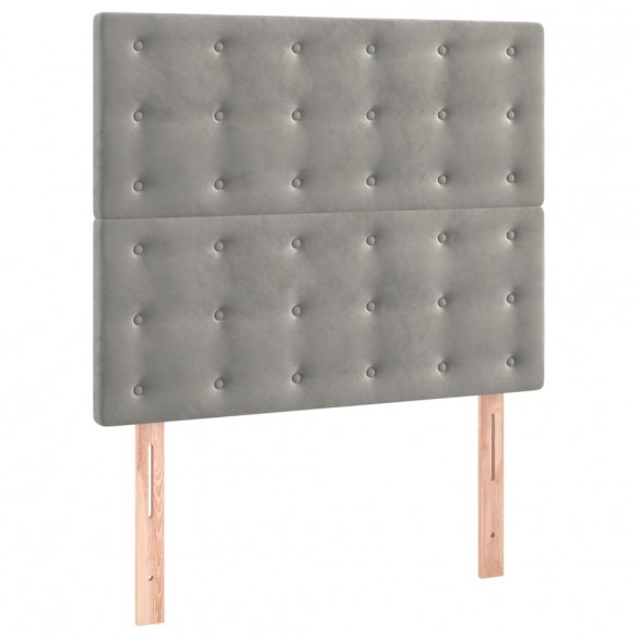 Cadre de lit et matelas et LED Gris clair 90x190 cm