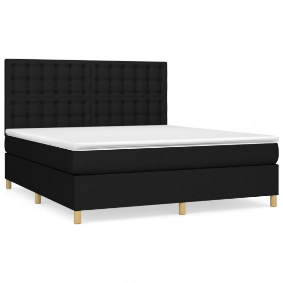 Cadre de lit avec matelas Noir 180x200 cm Tissu