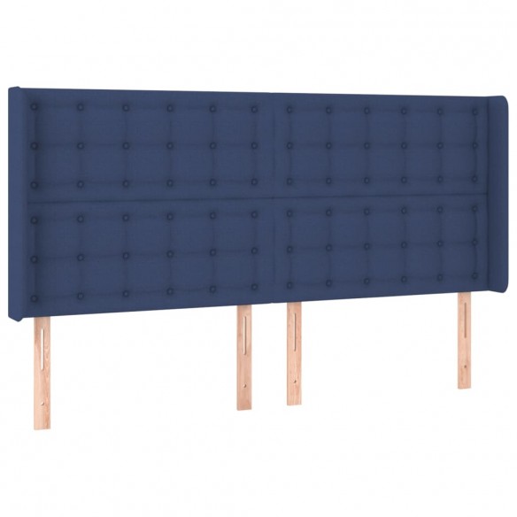 Cadre de lit matelas et LED Bleu 180x200 cm Tissu