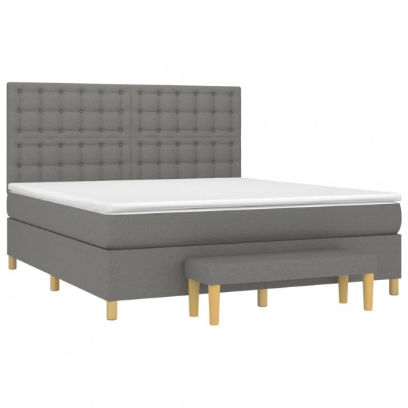 Cadre de lit avec matelas Gris foncé 180x200cm Tissu