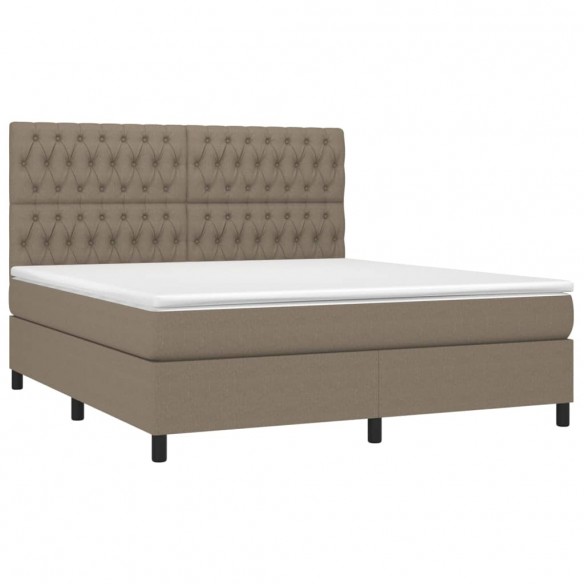 Cadre de lit et matelas et LED Taupe 180x200cm Tissu