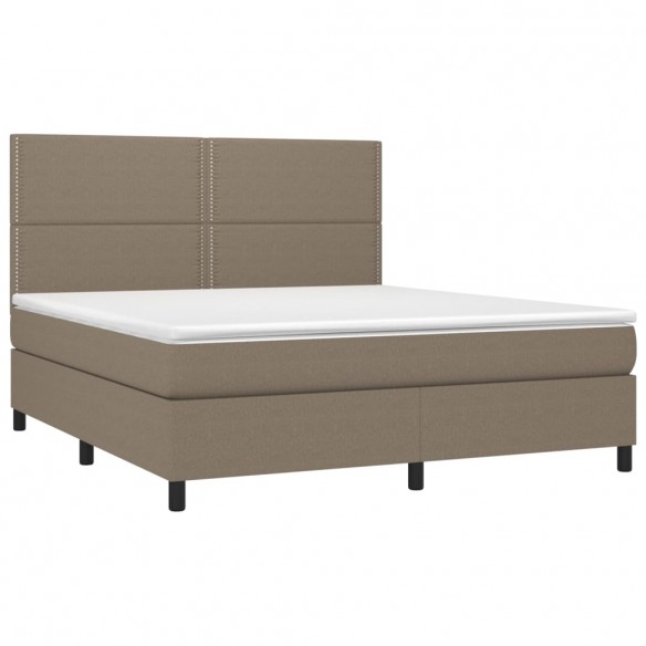 Cadre de lit et matelas et LED Taupe 180x200cm Tissu