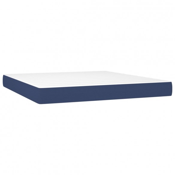 Cadre de lit avec matelas LED Bleu 180x200 cm Tissu