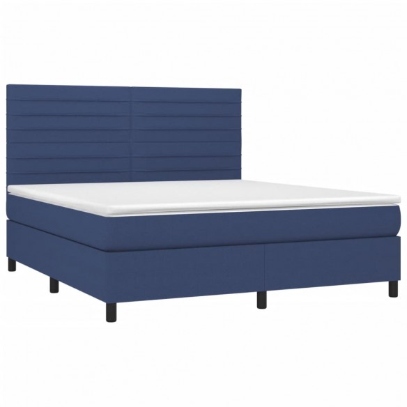 Cadre de lit et matelas et LED Bleu 160x200 cm Tissu