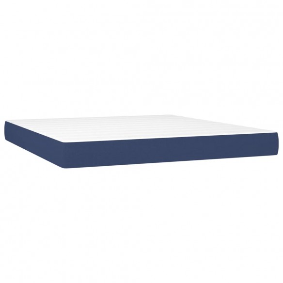 Cadre de lit et matelas et LED Bleu 160x200 cm Tissu