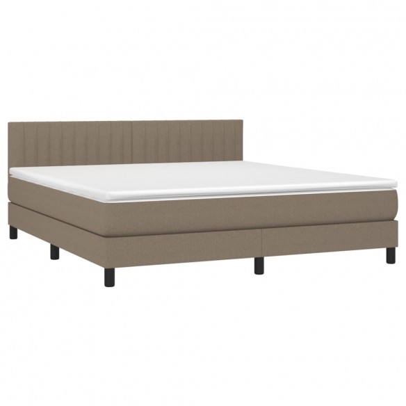 Cadre de lit avec matelas LED Taupe 160x200 cm Tissu