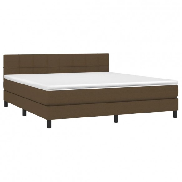 Cadre de lit matelas et LED Marron foncé 160x200 cm