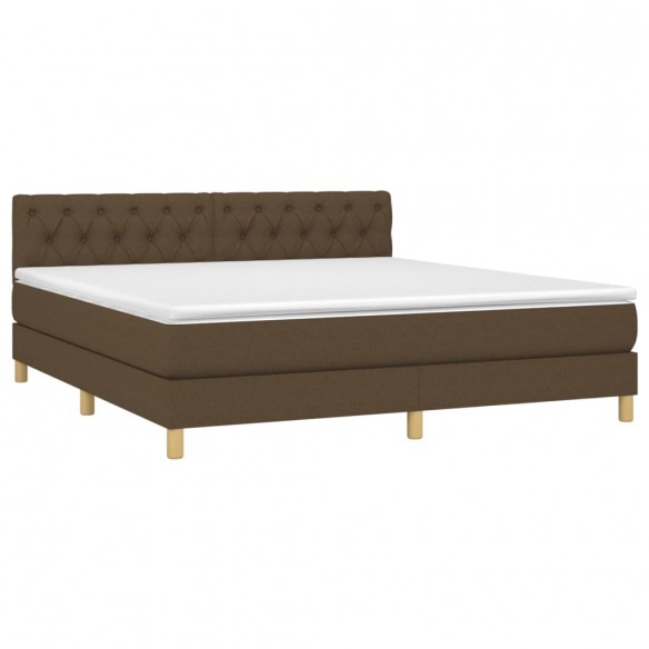 Cadre de lit matelas et LED Marron foncé 160x200 cm