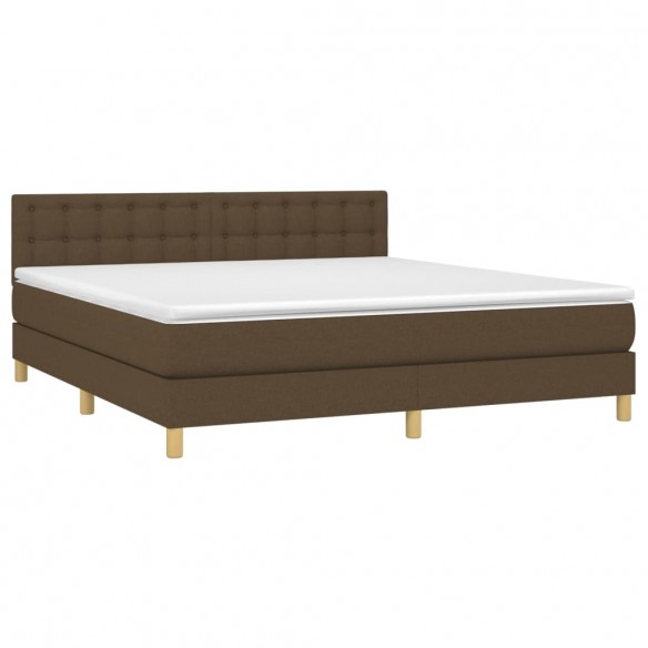 Cadre de lit matelas et LED Marron foncé 160x200 cm