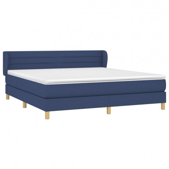 Cadre de lit avec matelas Bleu 160x200 cm Tissu