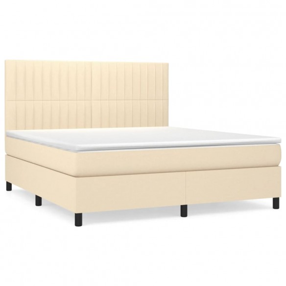 Cadre de lit avec matelas Crème 180x200 cm Tissu