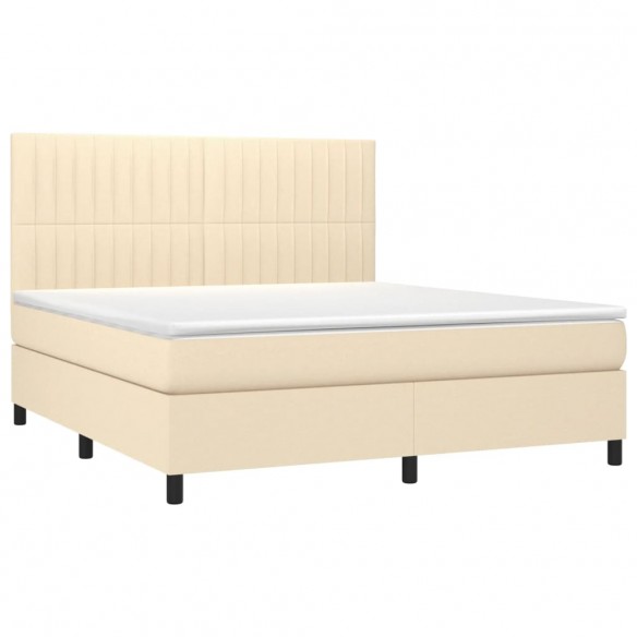 Cadre de lit avec matelas Crème 180x200 cm Tissu