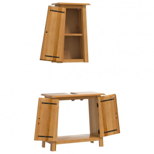 Ensemble de meubles de salle de bain 2 pcs bois de pin massif