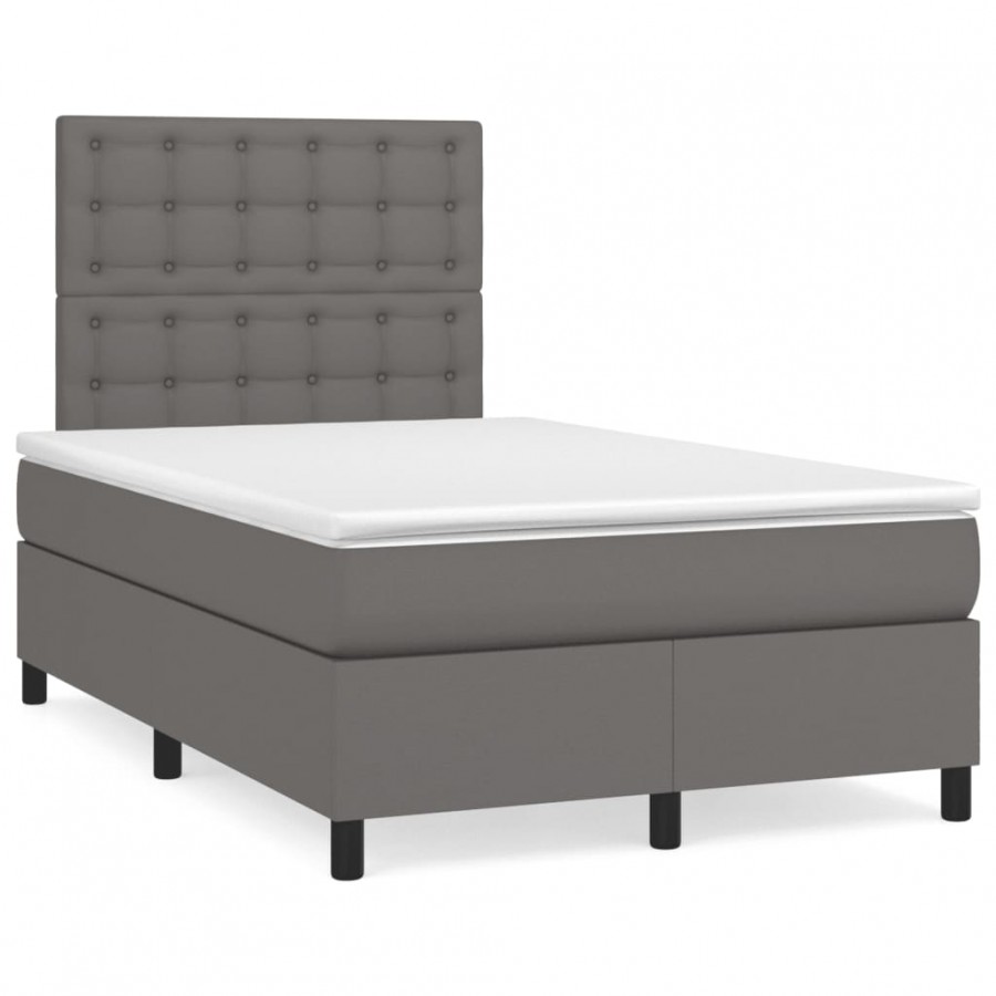 Cadre de lit avec matelas gris 120x190 cm similicuir