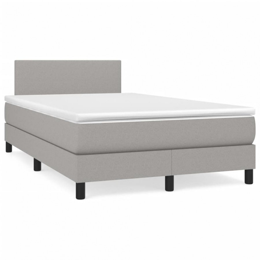 Cadre de lit et matelas gris clair 120x190 cm tissu