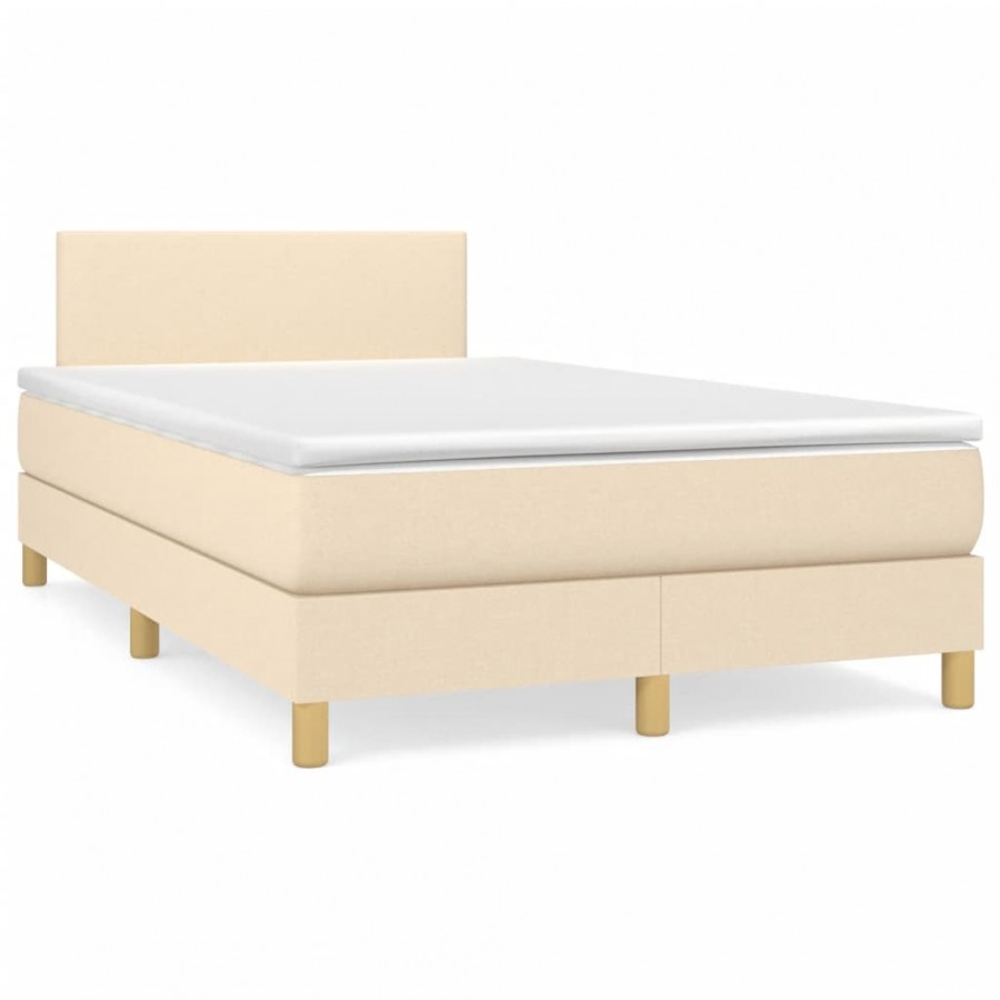 Cadre de lit matelas et LED crème 120x190 cm tissu