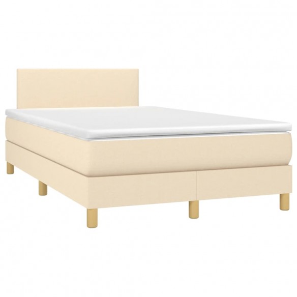 Cadre de lit matelas et LED crème 120x190 cm tissu