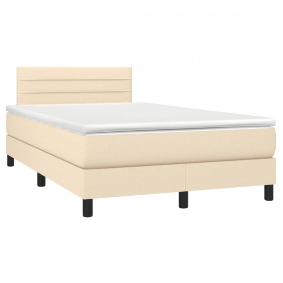 Cadre de lit avec matelas crème 120x190 cm tissu