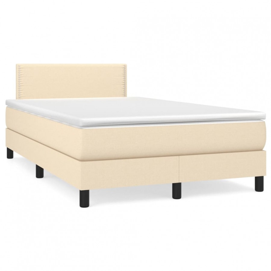 Cadre de lit avec matelas crème 120x190 cm tissu