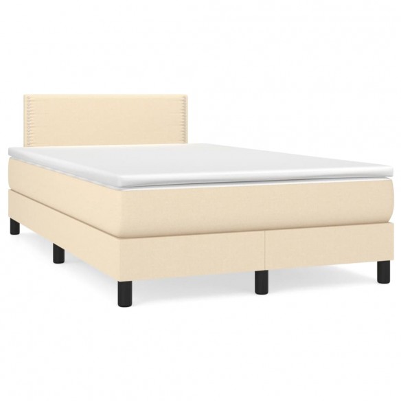 Cadre de lit avec matelas crème 120x190 cm tissu