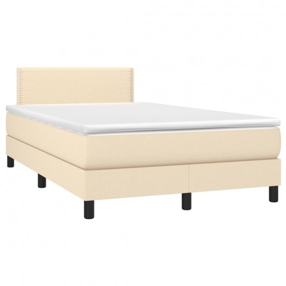 Cadre de lit avec matelas crème 120x190 cm tissu