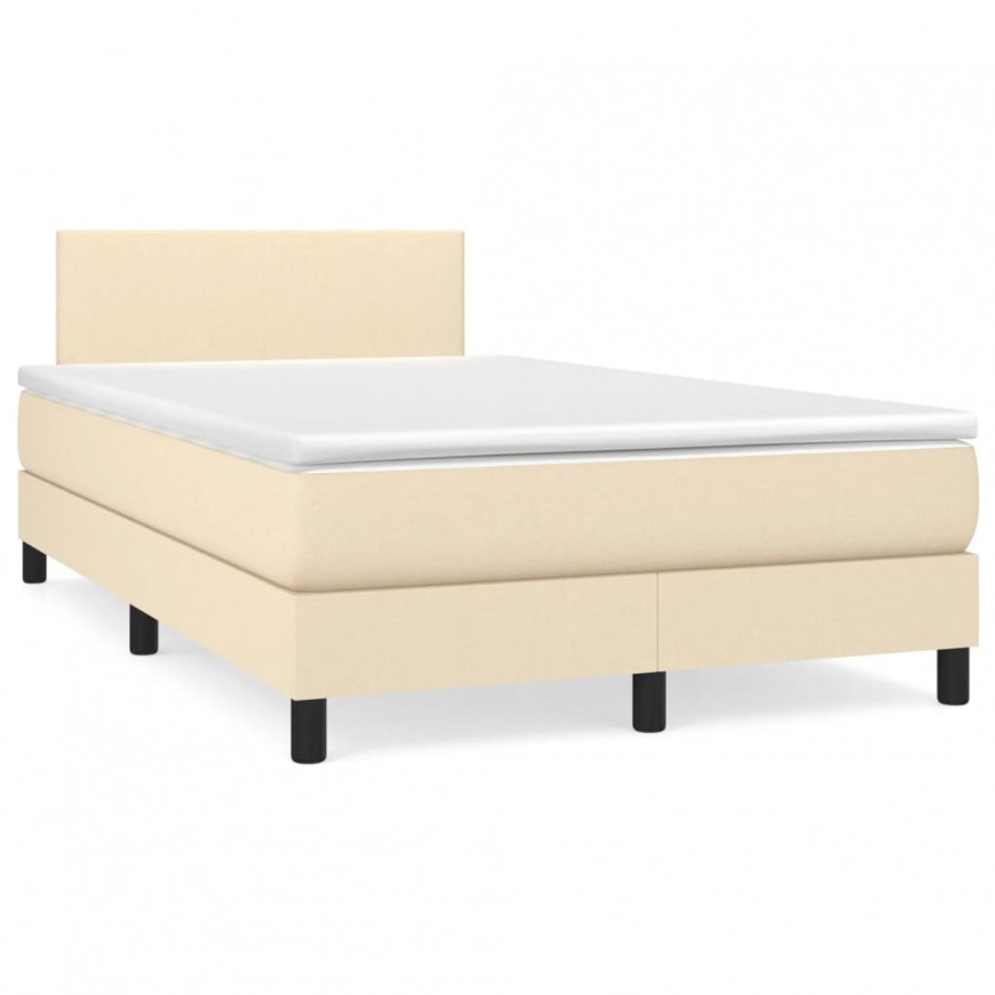 Cadre de lit avec matelas crème 120x190 cm tissu