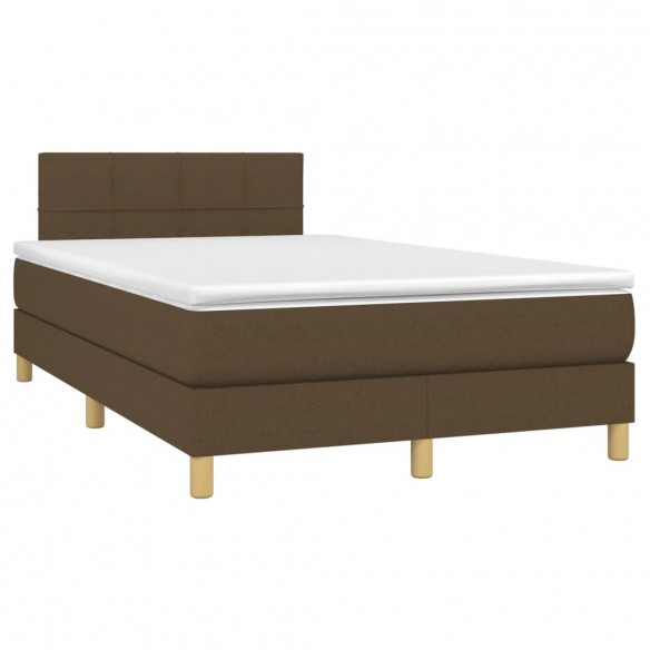 Cadre de lit et matelas marron foncé 120x190cm tissu