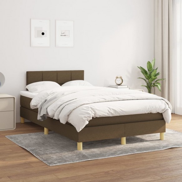 Cadre de lit et matelas marron foncé 120x190cm tissu