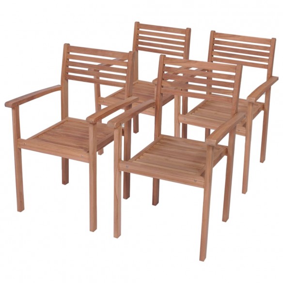 Chaises de jardin 4 pcs avec coussins anthracite Teck solide