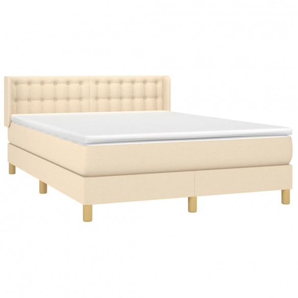 Cadre de lit avec matelas Crème 140x190 cm Tissu