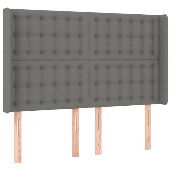 Cadre de lit matelas LED Gris foncé 140x190 cm Tissu