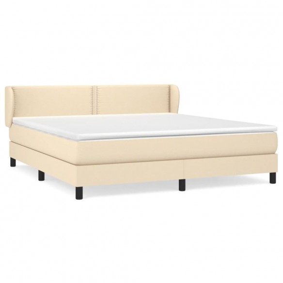 Cadre de lit avec matelas Crème 180x200 cm Tissu