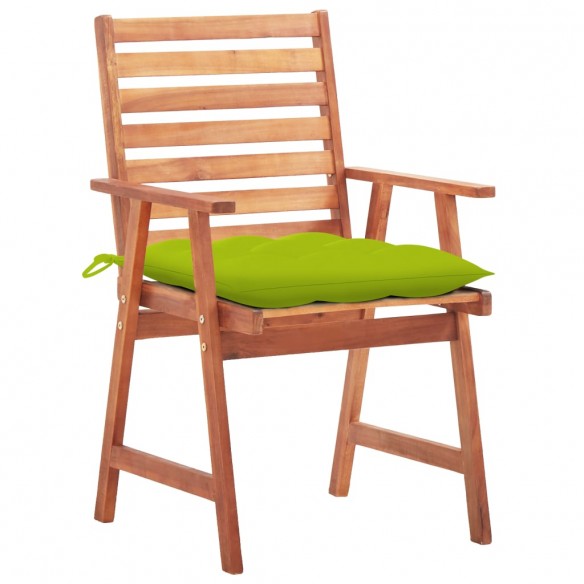 Chaises à dîner d'extérieur 2 pcs avec coussins Acacia massif