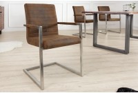 Ensemble de 4 chaises design en microfibre brun et métal